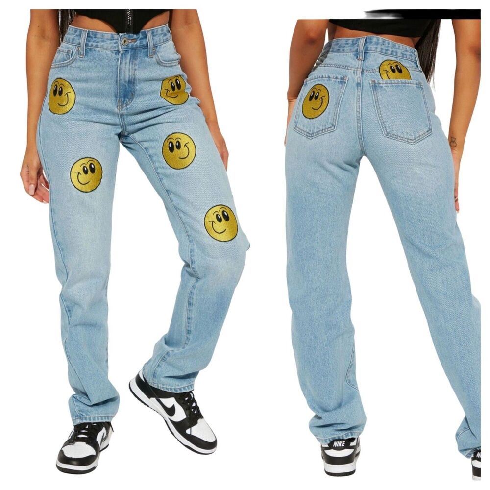 Fashion Nova Just Smile Women's Straight Leg Jeans Size 7